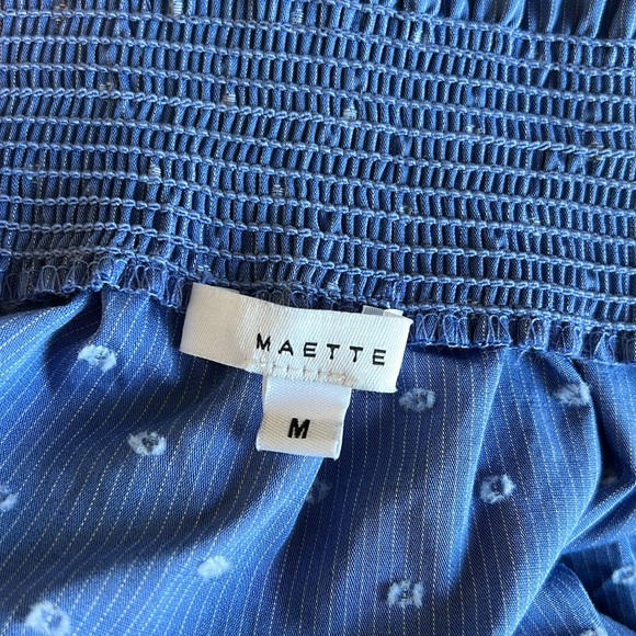 Maette "Gemma" Off The Shoulder Smocked Woven Blouse Top, M - Picture 9 of 11